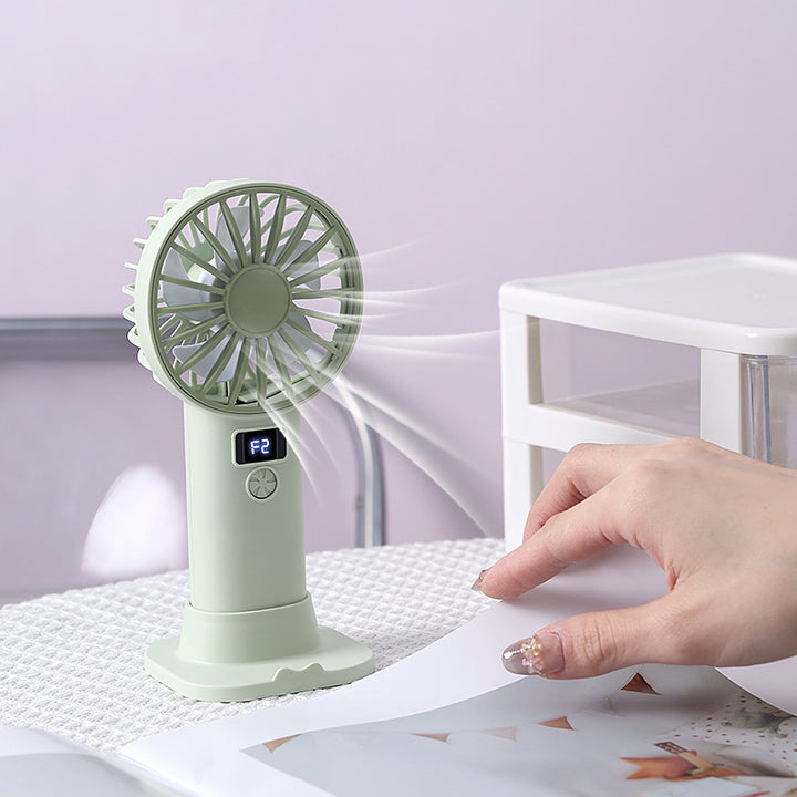 Unisex Portable USB Fan with LCD Display and Variable Speed Control Bowlift