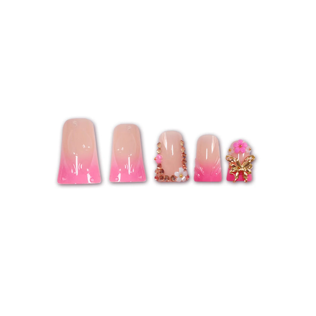 Artistic Floral Press-On Nail Enhancements Bowlift