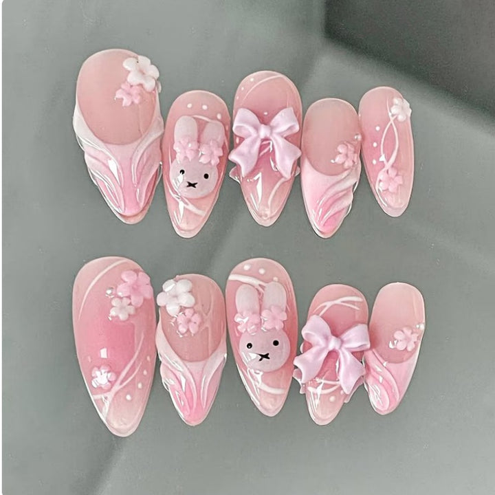 Nature-Themed Artistic Press-On Nail Set Bowlift