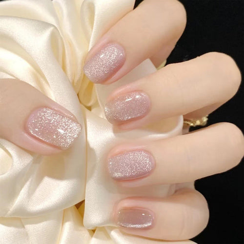 Glittery Short Square Press-On Nails Bowlift
