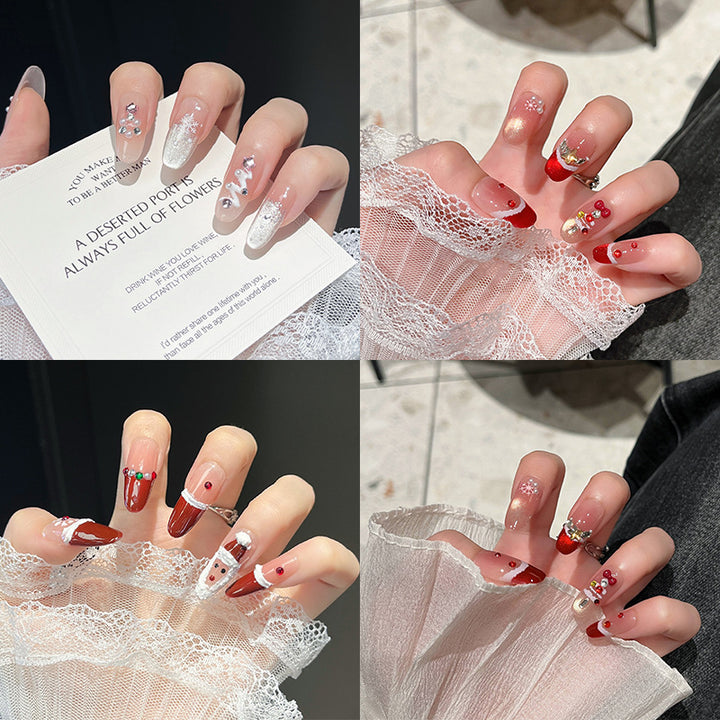 Festive Character-Themed Press-On Nail Art Bowlift