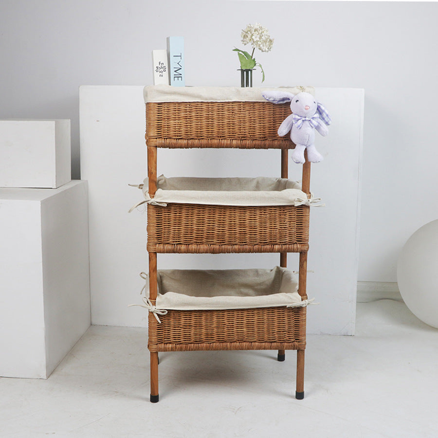 Versatile shelf cart with woven baskets Bowlift