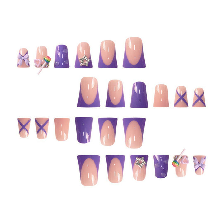 Playful Glittery Press-On Nail Art Set Bowlift