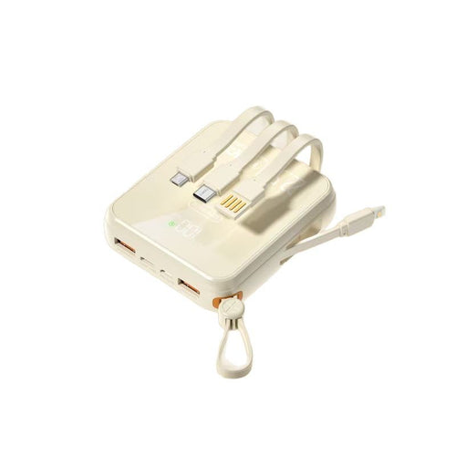 Portable power bank with integrated charging cable and LED display Bowlift