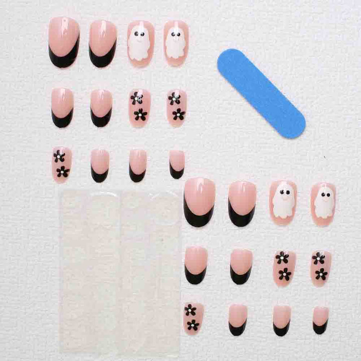 Artistic Halloween-Themed Press-On Nail Art Bowlift