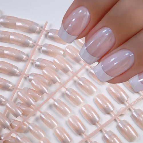 Elegant French Tip False Nails Bowlift