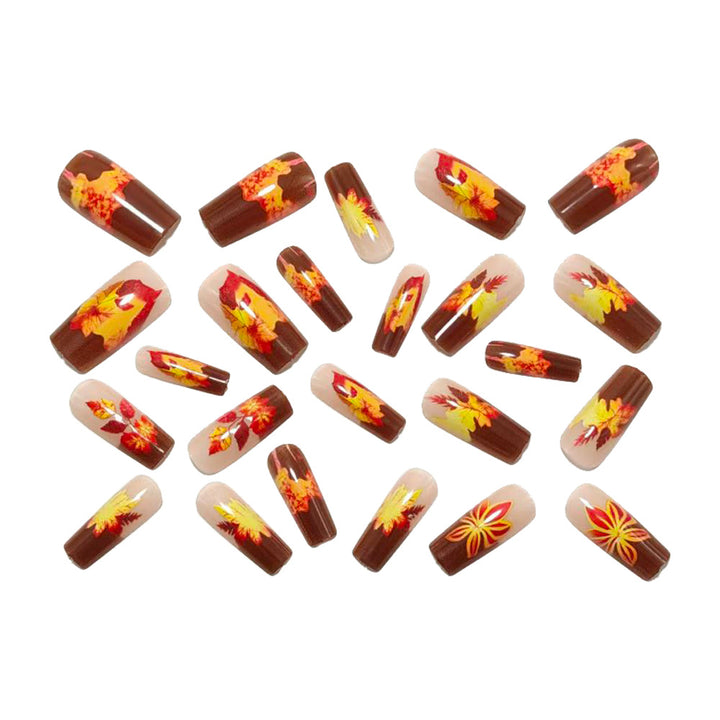 Artificial nails with autumn floral and leaf design Bowlift