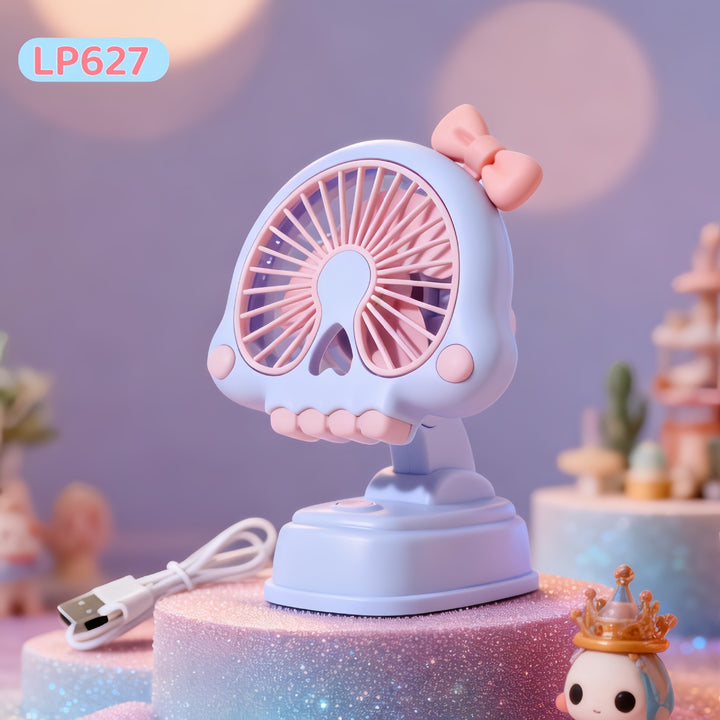 Ladies Portable Hand Fan in Unique Skull Design Bowlift