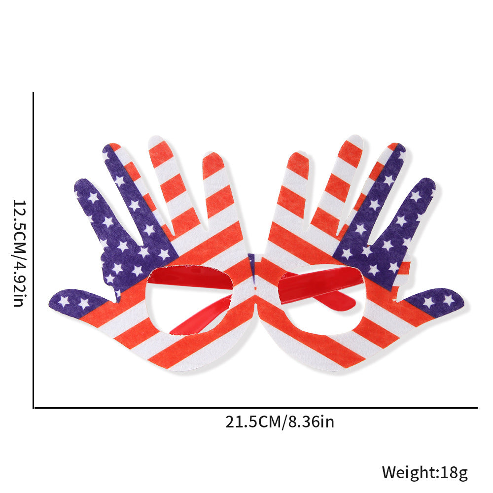 Unisex nan novelty hand-shaped patriotic party eye glasses with finger-frame design Bowlift