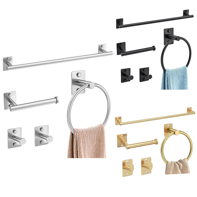 Modern wall-mounted bathroom accessory set with towel bar ring robe hooks and toilet paper holder Bowlift