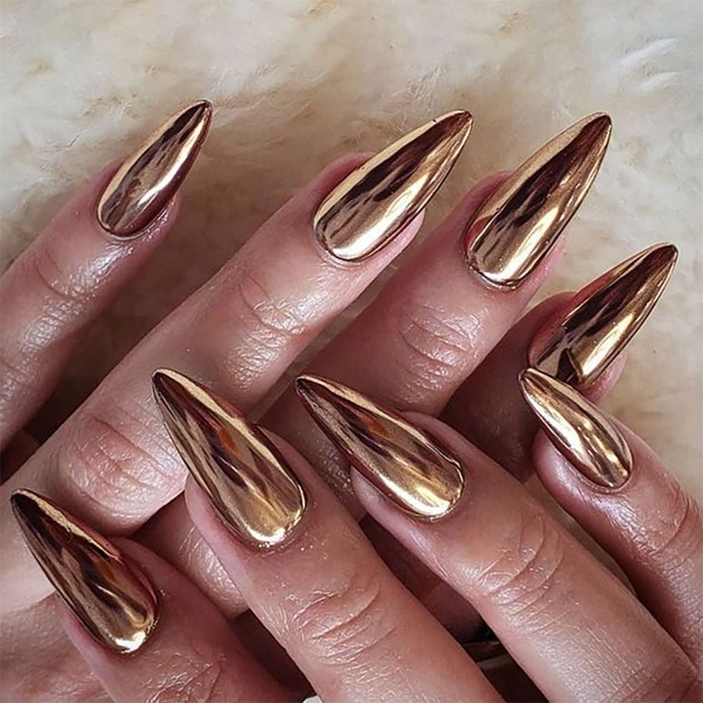 Metallic Stiletto Press-On Nails Bowlift
