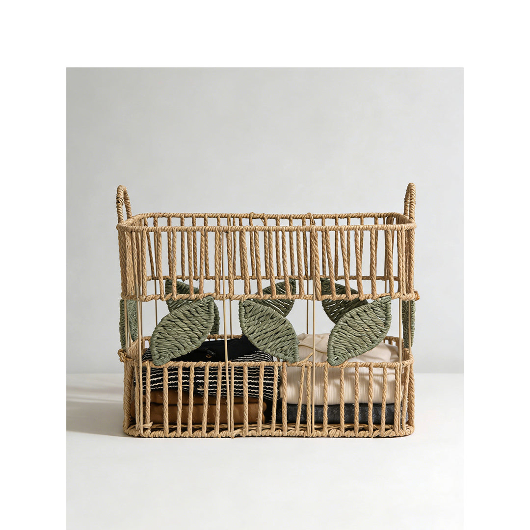 Handcrafted storage basket with leaf motif Bowlift