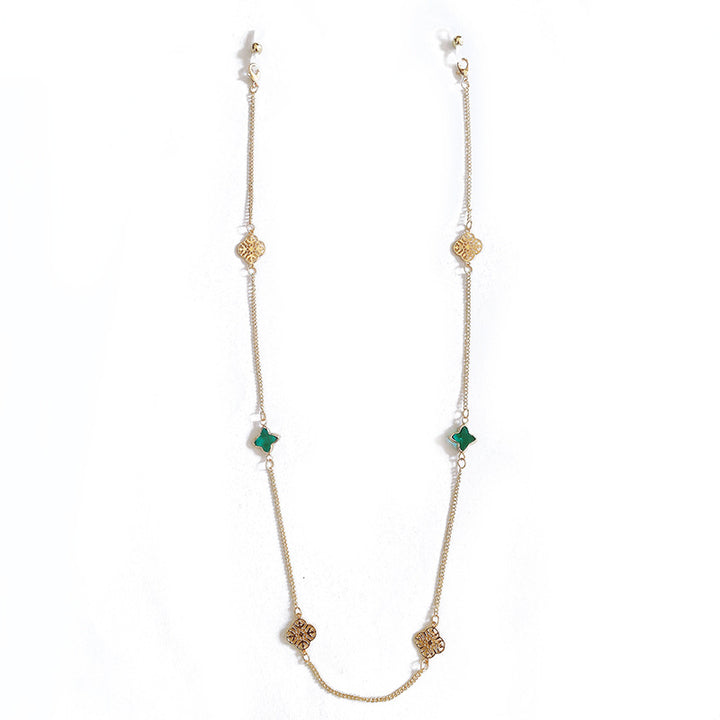 Elegant Necklace with Sparkling Green Stones Bowlift