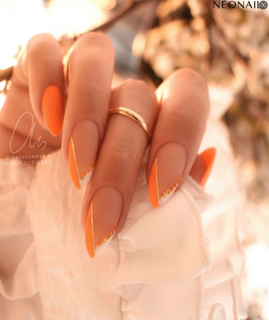 Nail set with elegant matte finish and golden accents Bowlift