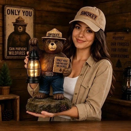 Decorative bear figurine with lantern Bowlift