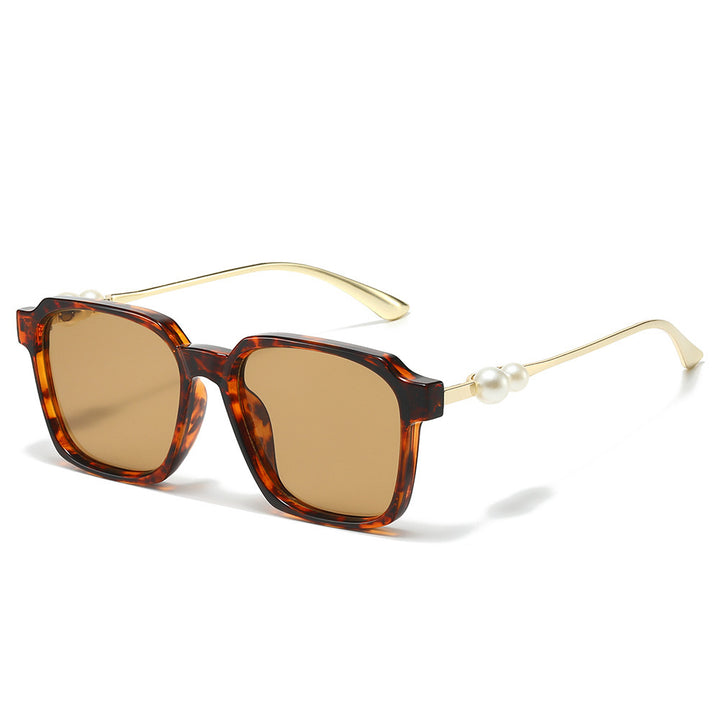 Chic Square Frame Sunglasses with Pearl Accents Bowlift