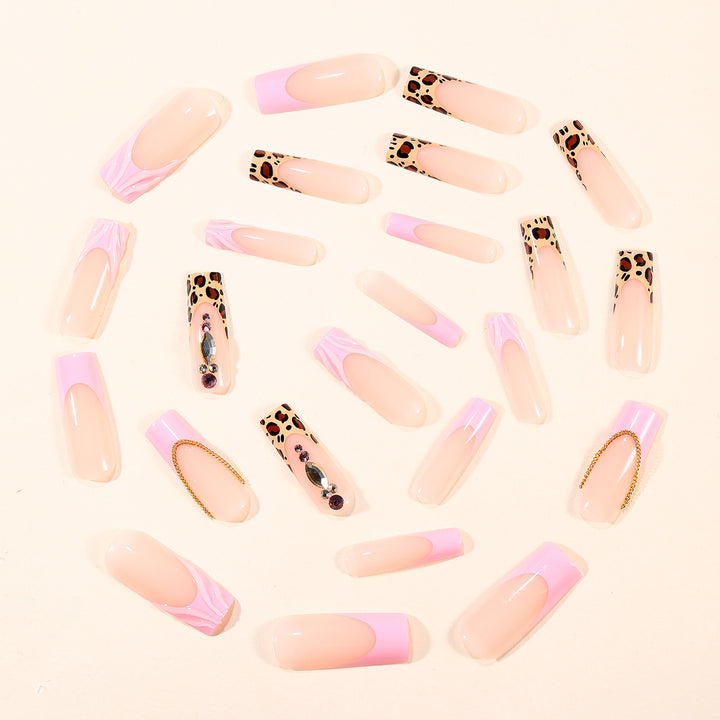 Elegant Stiletto Nail Art Extensions with Leopard Print Bowlift