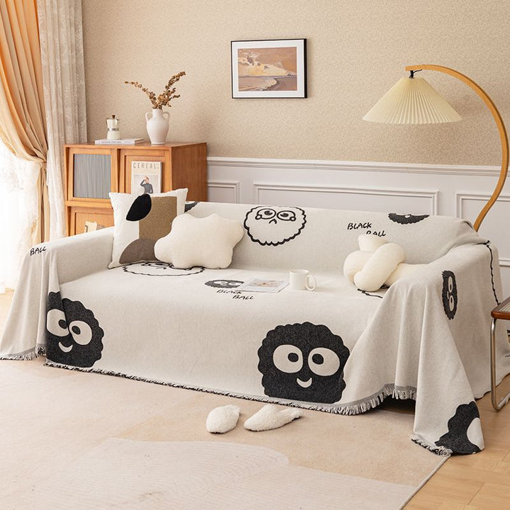 Playful Cartoon-Themed Sofa Throw Blanket