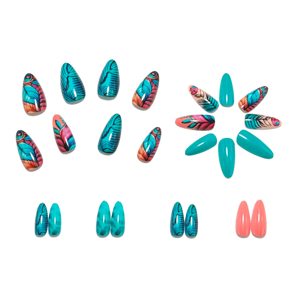 Artificial nail art with creative leaf patterns Bowlift