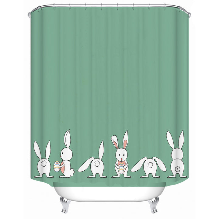 Whimsical Bunny Print Shower Curtain Bowlift