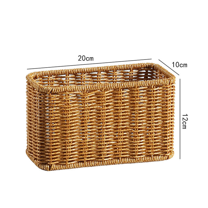 Handwoven Rectangular Storage Basket with Cutout Handles Bowlift