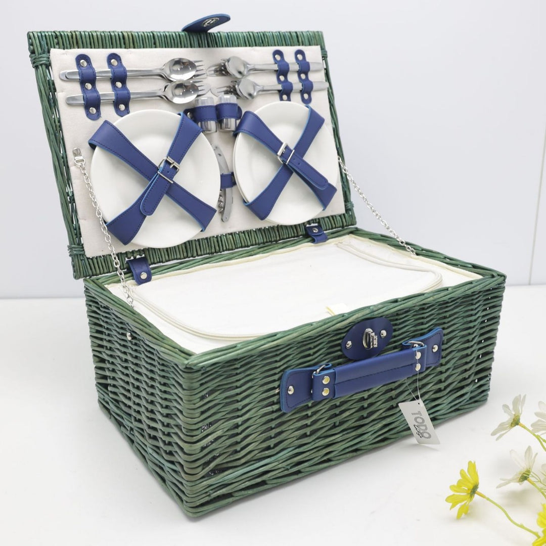 Women's versatile picnic basket with integrated dish set and insulated cooler bag Bowlift