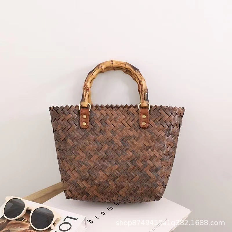 Handcrafted basket bag with bamboo handles Bowlift