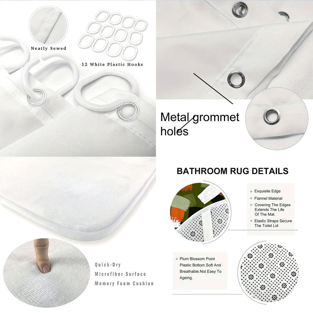 Bold Brushstroke Pattern Four-Piece Bathroom Set Bowlift