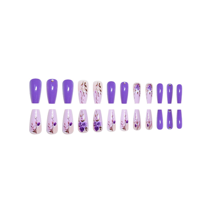 Elegant Floral 3D Press-On Nail Extensions Bowlift