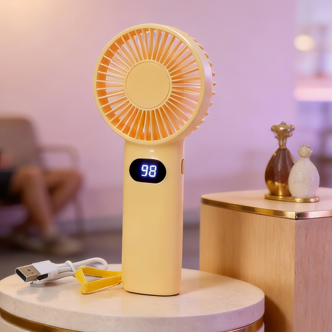 Women's Portable Mini Handheld Fan with LCD Display Bowlift