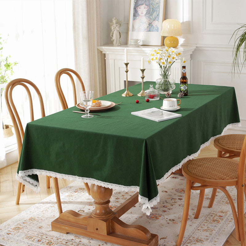 Elegant Lace Trimmed Tablecloth