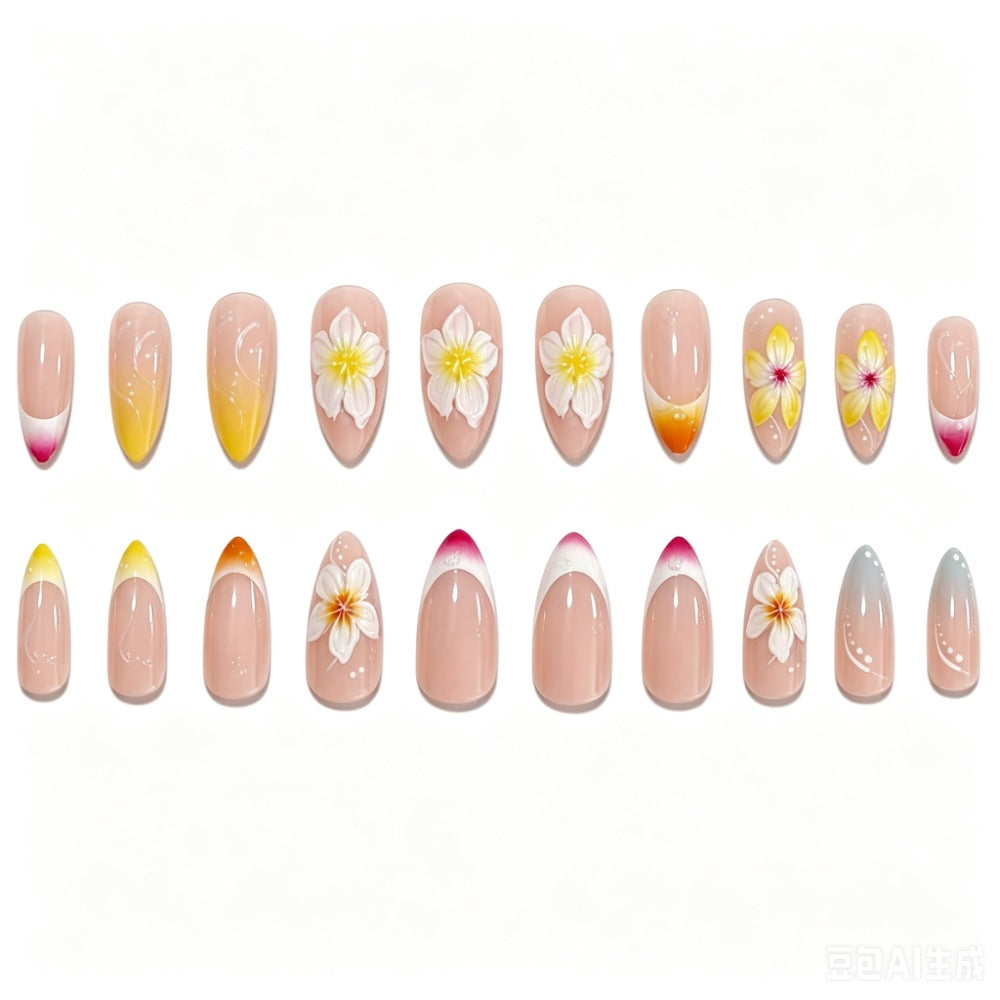 Floral Decorative Press-On Nails Set Bowlift