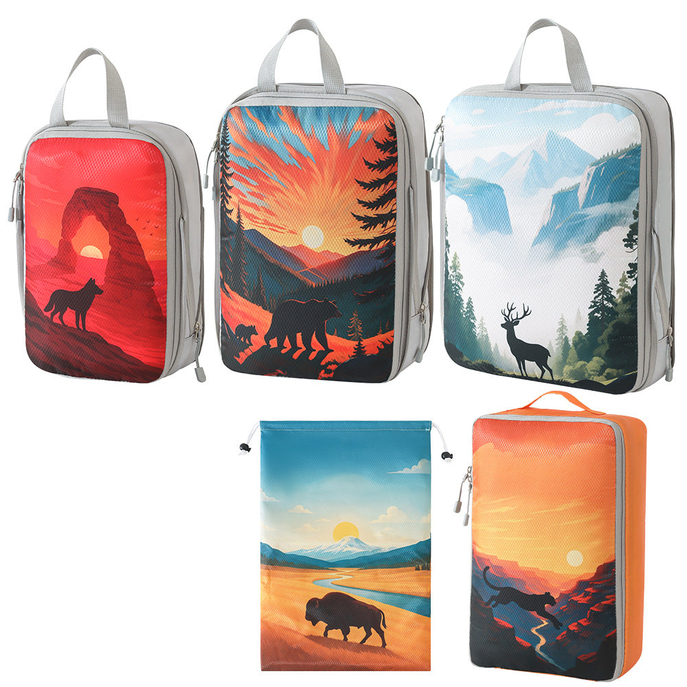 Set of travel organizers with unique nature motifs Bowlift