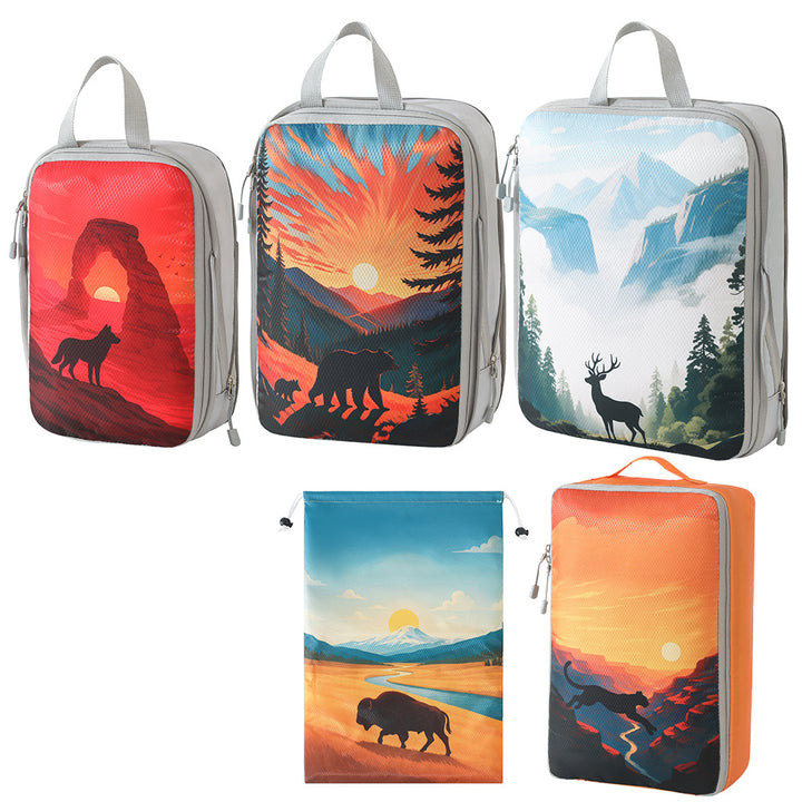 Set of travel organizers with unique nature motifs Bowlift