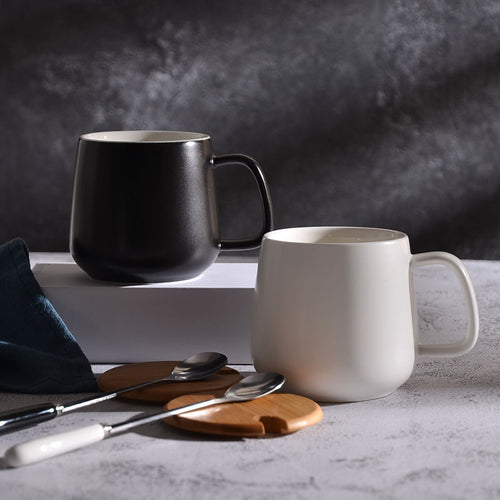 Matte Ceramic Insulated Coffee Mug Gift Set with Wooden Lid and Stainless Spoon Bowlift