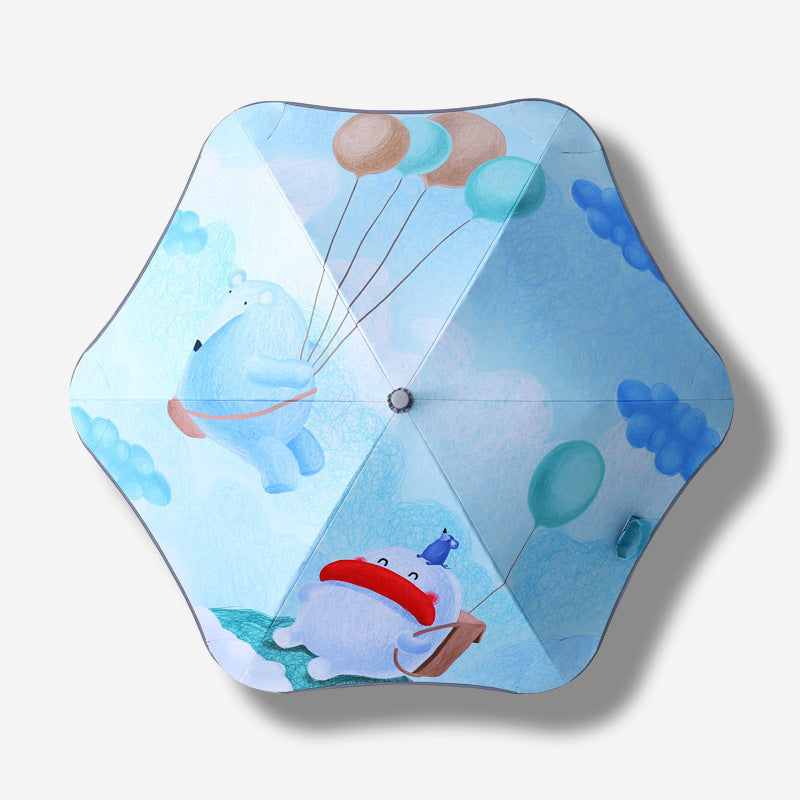 Ladies children's friendly folding umbrella with dinosaur design Bowlift