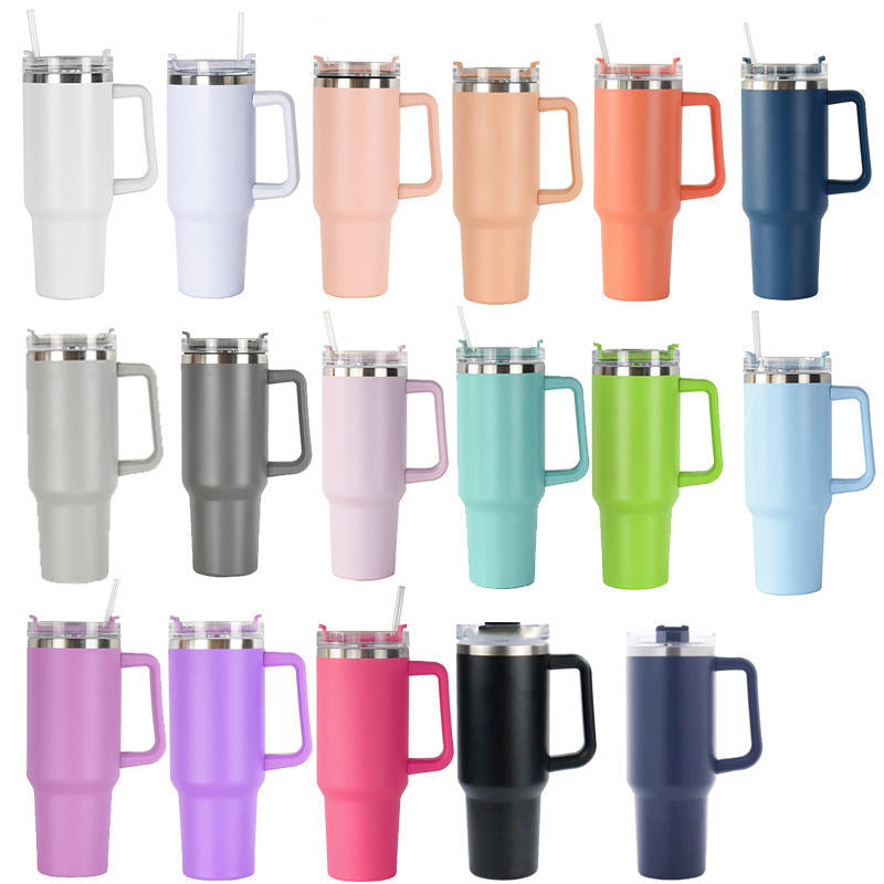 Women High-Quality Thermo Mug with Practical Carrying Handle and Integrated Straw Bowlift