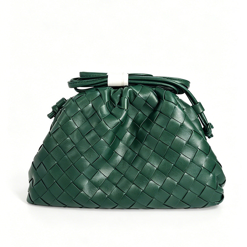 Elegant Woven Leather Bucket Bag Bowlift