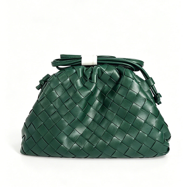 Elegant Woven Leather Bucket Bag Bowlift