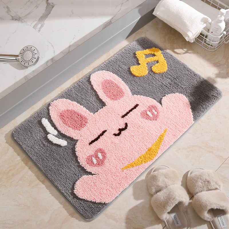 Playful Bunny-Themed Bath Mat