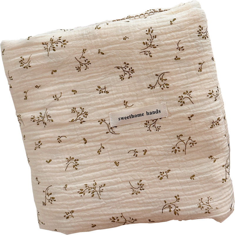 Unisex Cozy Muslin Blanket with Delicate Flower Pattern Bowlift