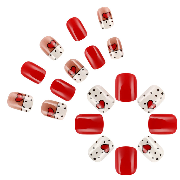 Heart-Embellished Press-On Nail Set Bowlift 1787543006