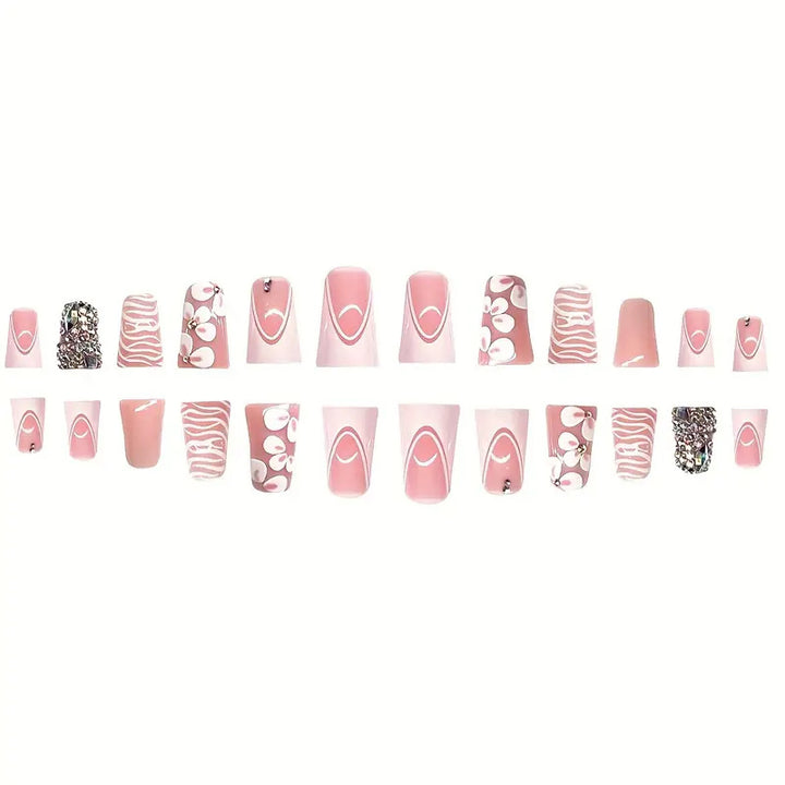 Glamorous 3D Floral Press-On Nail Art Bowlift