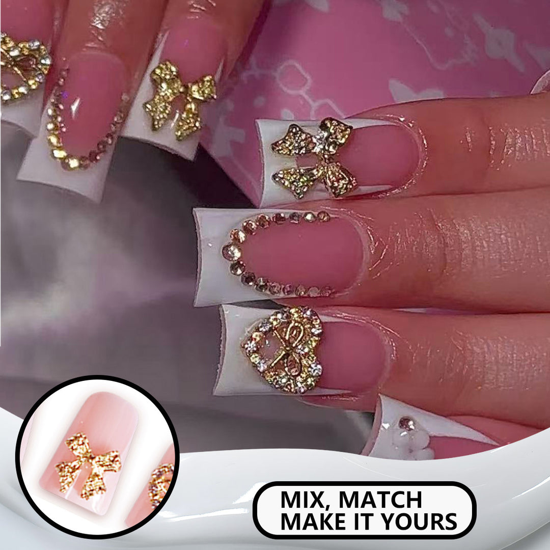 Decorative Rhinestone-Embellished Press-On Nail Extensions Bowlift
