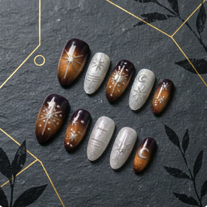 Glamorous artificial nails with sparkling star design Bowlift