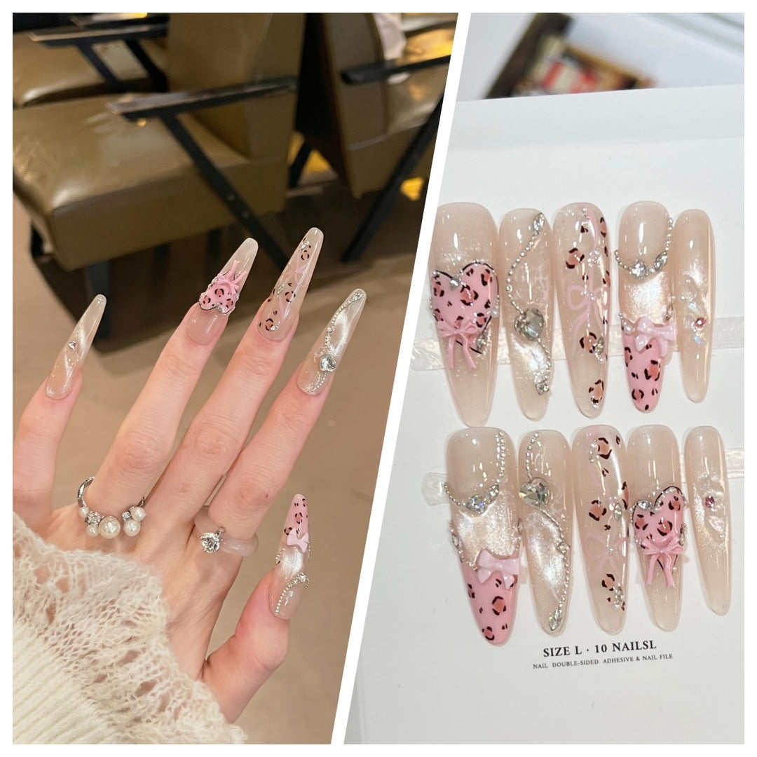 Artistic Stiletto Press-On Nail Set with Charming Patterns Bowlift