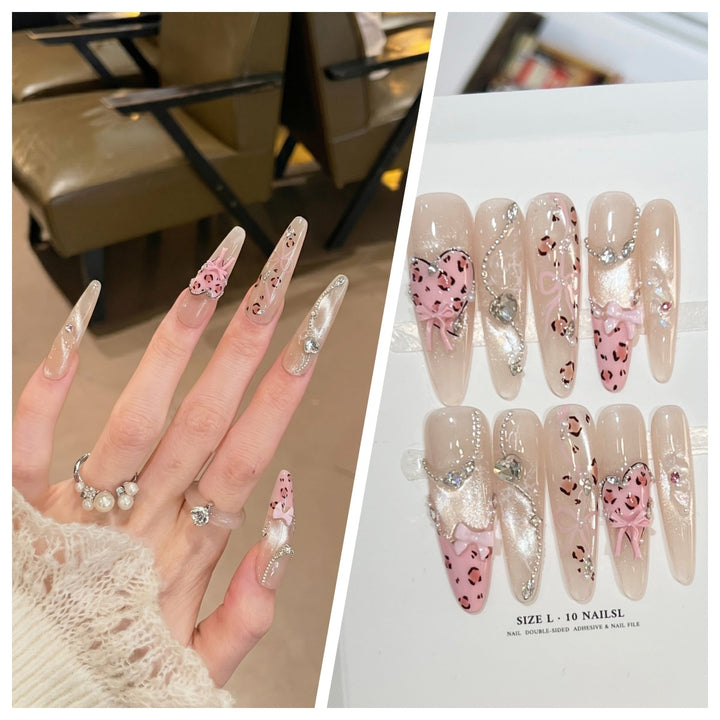 Artistic Stiletto Press-On Nail Set with Charming Patterns Bowlift