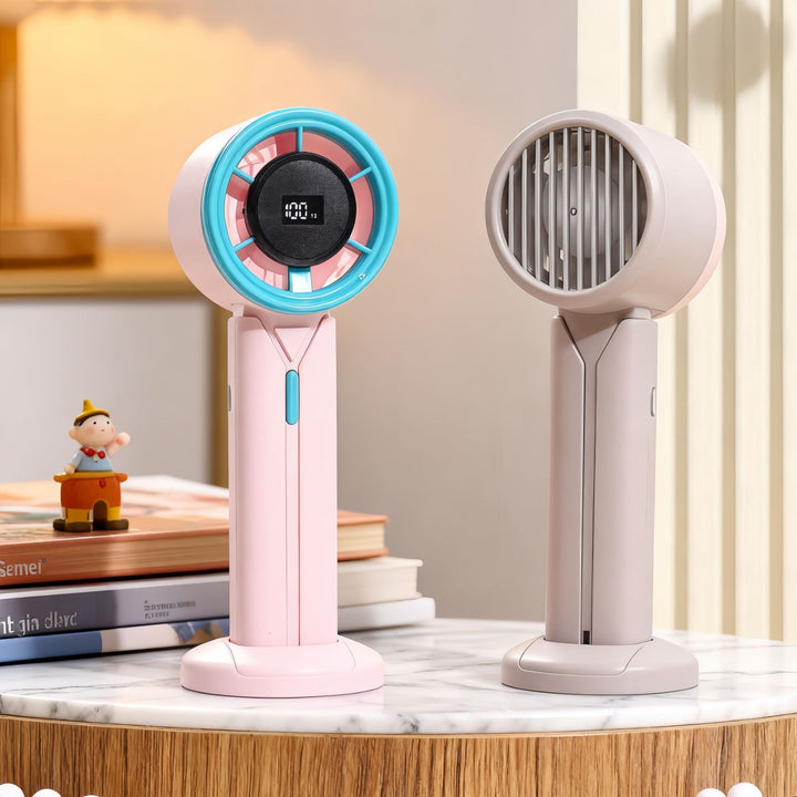 Ladies Portable Hand Fan with LCD Digital Display and USB Charging Function Bowlift