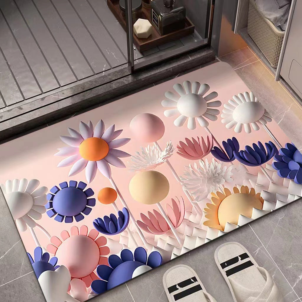 Flower Pattern Soft Indoor Mat Bowlift