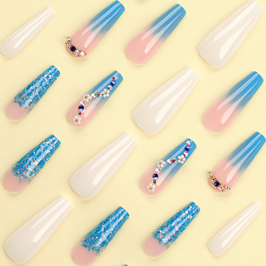 Artful nail extensions with floral ombre design Bowlift